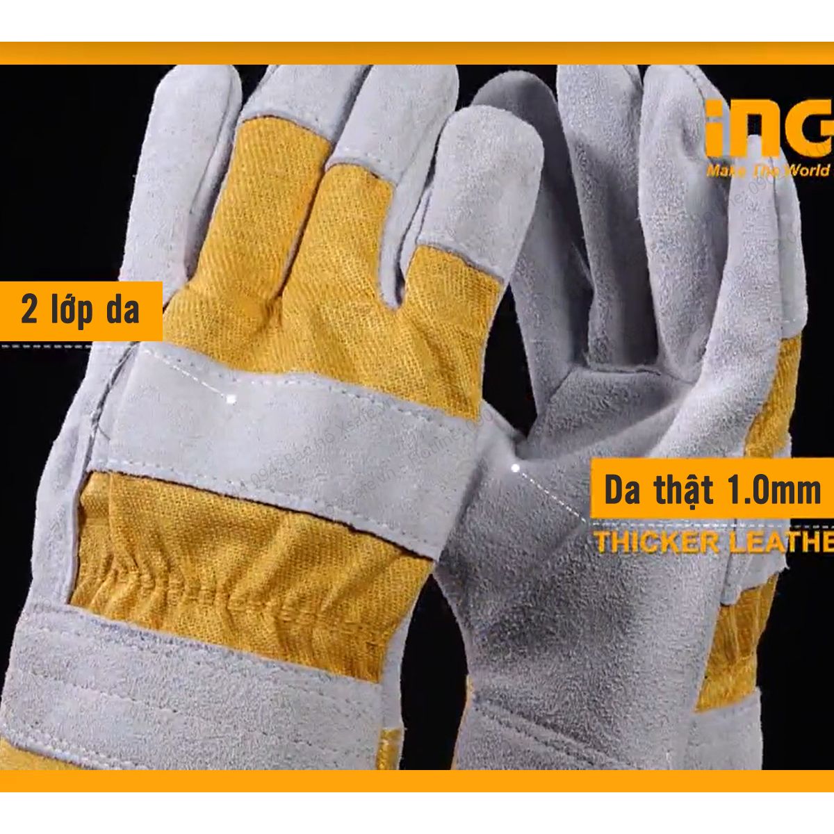 [HỎA TỐC] Găng tay bảo hộ vải da Ingco HGVC01 găng tay lao động đa năng, bao tay hàn cắt, cơ khí, xây dựng, nông nghiệp, luyện kim...