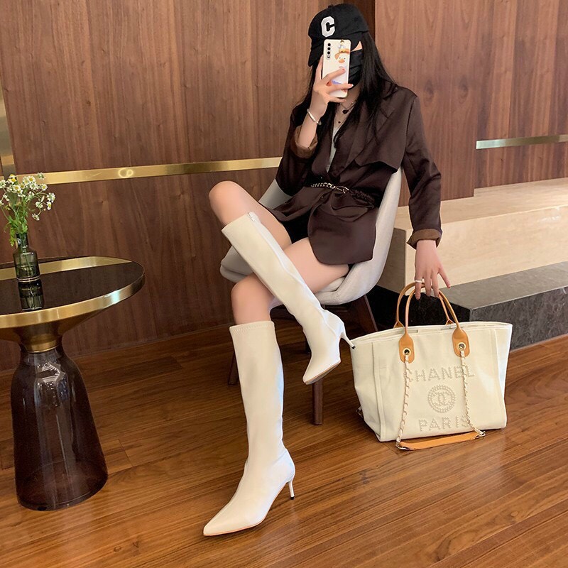 [Ảnh thật] Bốt/Boots Đùi Gót Nhọn 6p Khoá Cạnh Cao Cấp – SuBim.Store (Mã 2019)