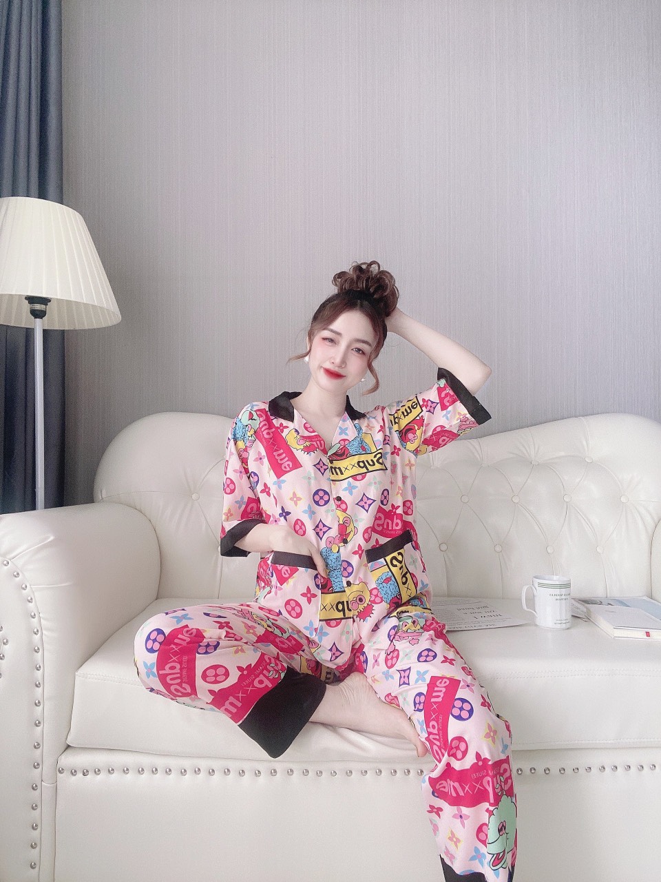 (50-90kg) Đồ Bộ Bigsize Lụa Latin Tiểu Thư Cao Cấp
