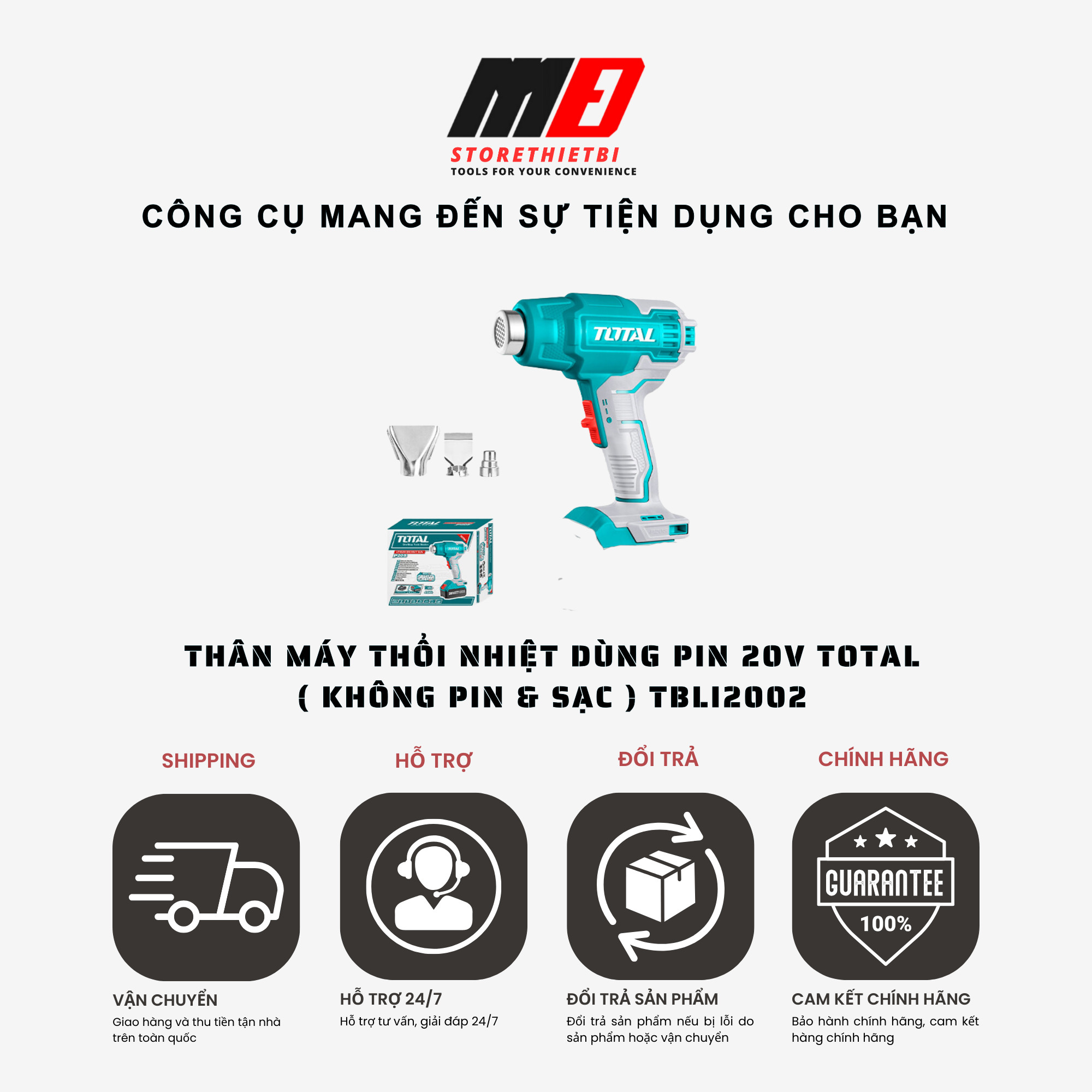 Máy thổi nhiệt dùng pin 20v total tbli2002 - tbli20025