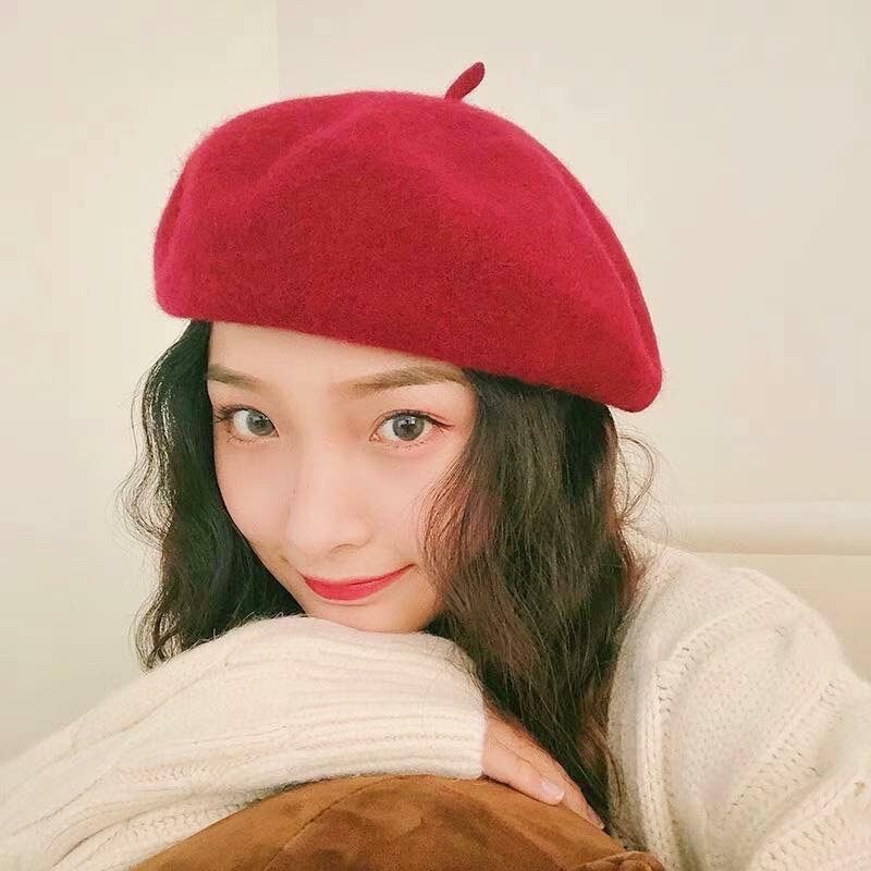 Mũ nồi - nón bánh tiêu nữ tính - nón beret bánh tiêu lông mềm mũ nồi tiểu thư hàn quốc noel