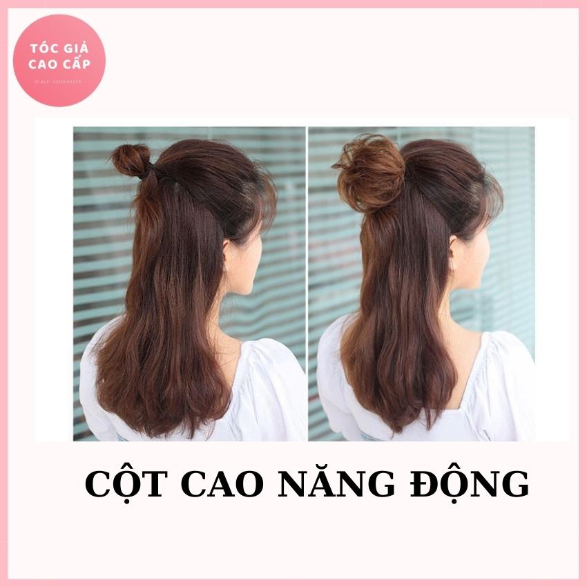 Tóc giả búi cột rối mini, dệt tóc thật 100%, búi mini tóc thật.