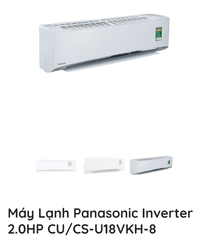 máy lạnh Panasonic inverter 2.0hp CU. CS U18 VKH - 8
