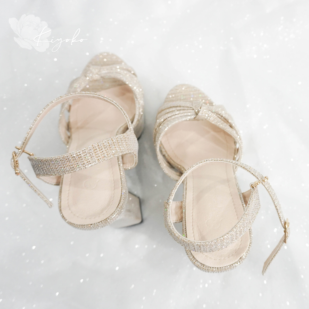 [HCM]Giày cưới Kiyoko sandal lấp lánh cao gót 13cm