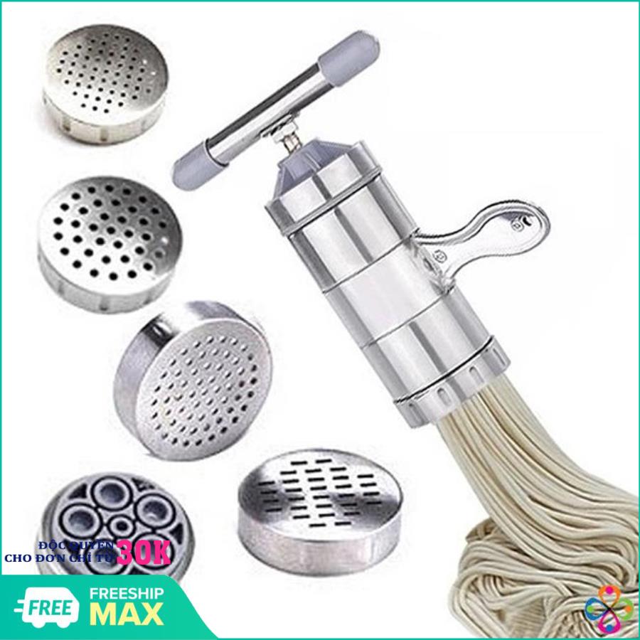 Máy Làm Bún Tươi, Mỳ Sợi 5 Đầu Cắt Inox(Bạc) - Dụng cụ làm bún tươi, mì tươi tại nhà 5 đầu inox Cao Cấp - Khuôn Làm Bánh Lọt, Dụng Cụ Làm Bún Mì Tươi 5 Đầu Inox Cao Cấp,Mỳ Sợi 5 Đầu Cắt Inox, Máy Làm Bún Mì Mini Gia Đình An Toàn, C