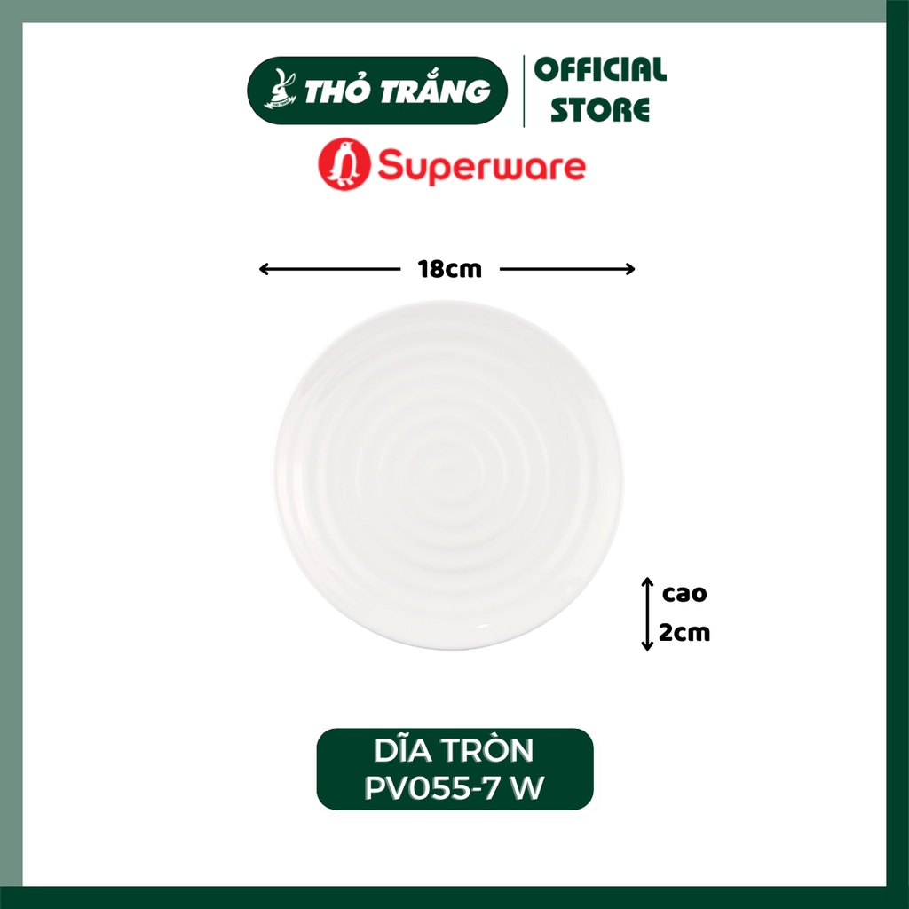 Đĩa tròn sâu cạn màu trắng nhựa melamine cao cấp superware thái lan