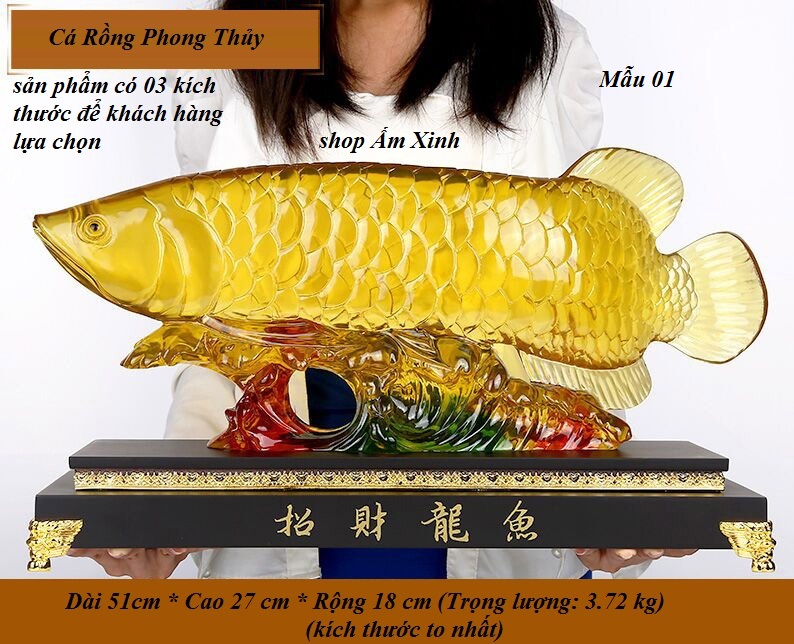 Tượng Cá Rồng Vàng Phong Thủy