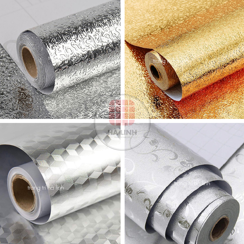 Giấy bạc dán tường nhà bếp , cuộn decal bạc cách nhiệt chống thấm bền đẹp