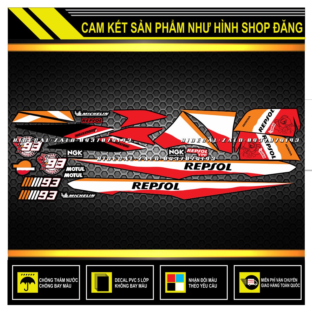 TEM RỜI AIRBLADE MẪU REPSOL 2015 ĐỎ ĐEN