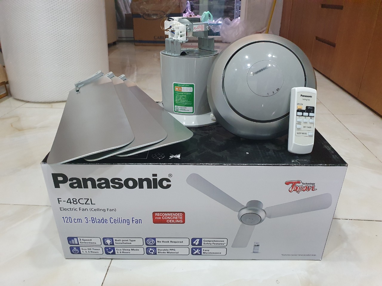 Quạt trần 3 cánh Panasonic F-48CZL (TI 14CM .LẮP CHO TRẦN THÂP )