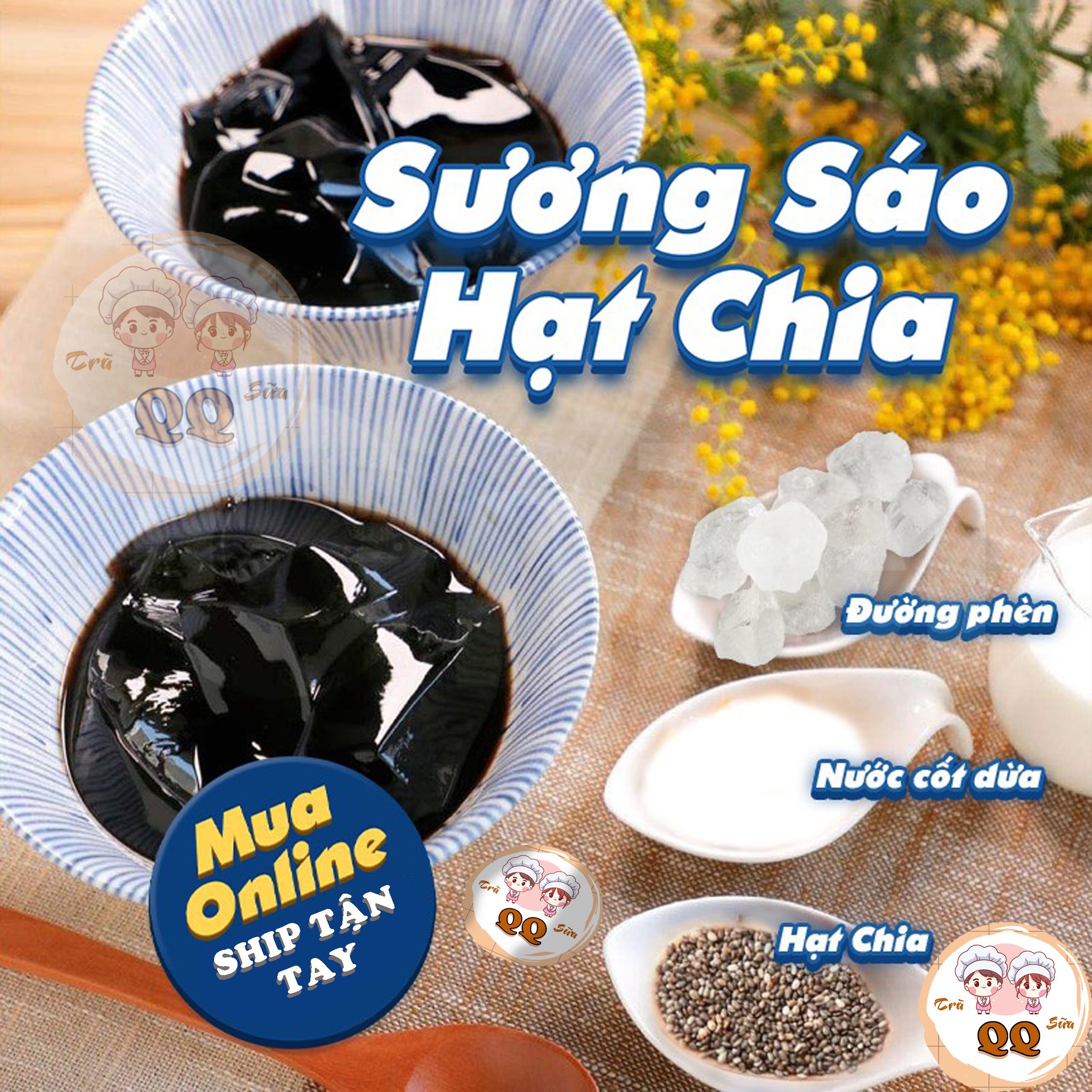 Set 15-20 chén chè sương sáo hạt chia nước cốt dừa