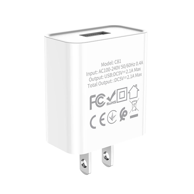 Củ sạc Hoco C81 cổng USB 2.1A, cóc sạc dùng cho iPhone, iPad, Android - Chính hãng
