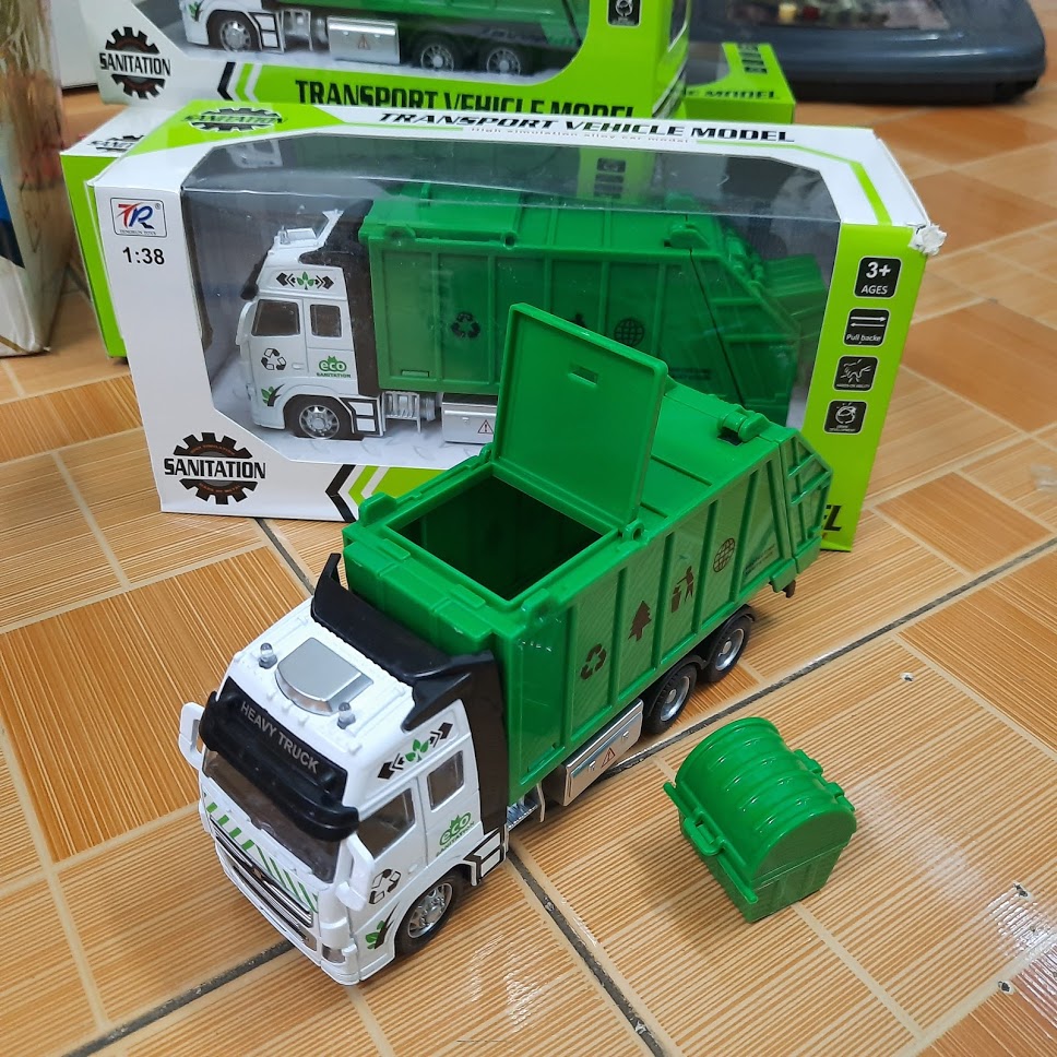 Xe ô tô chở rác mini đồ chơi trẻ em mô hình tỉ lệ 1:48 /1:38 bằng hợp kim và nhựa