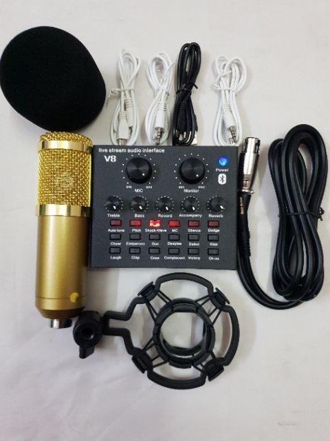 Combo Thu Âm Livestream MÍc Bm800 Sound Card V8 Bluetooth Bh 6 ThÁng ĐỔi MỚi By Quanganh181015