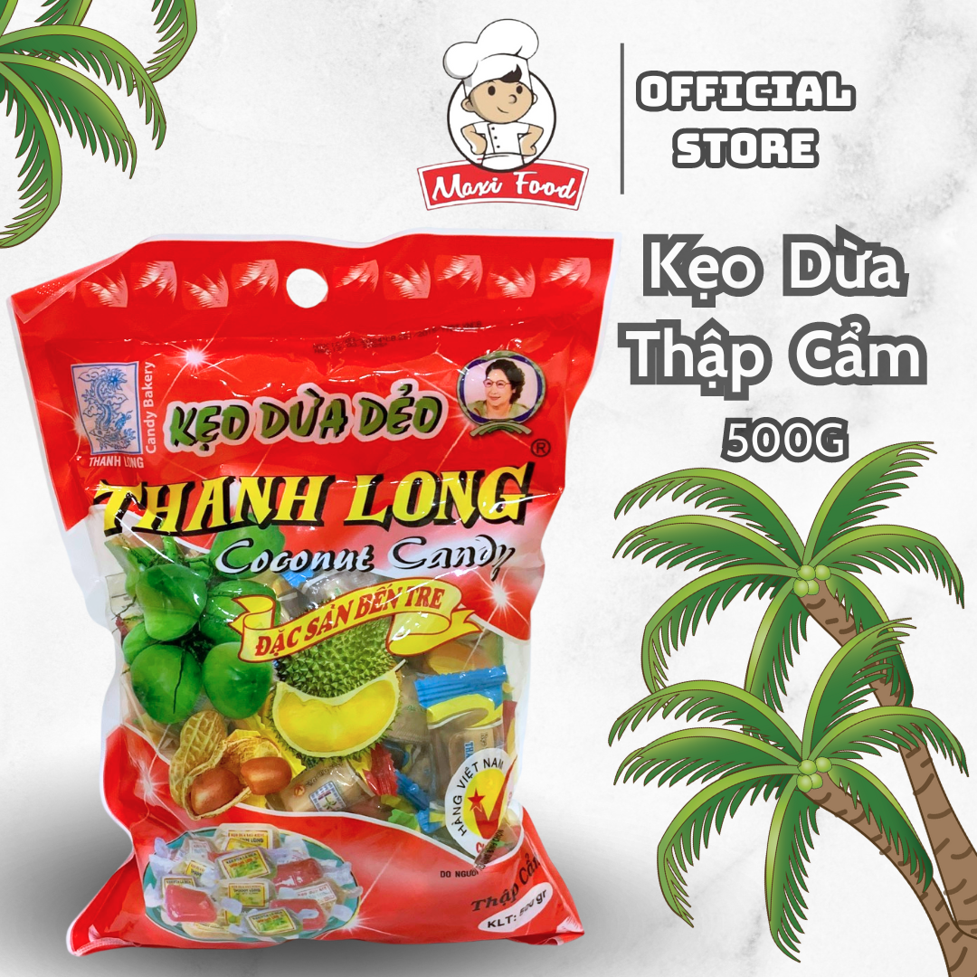 500g kẹo dừa thập cẩm hiệu thanh long - maxifood