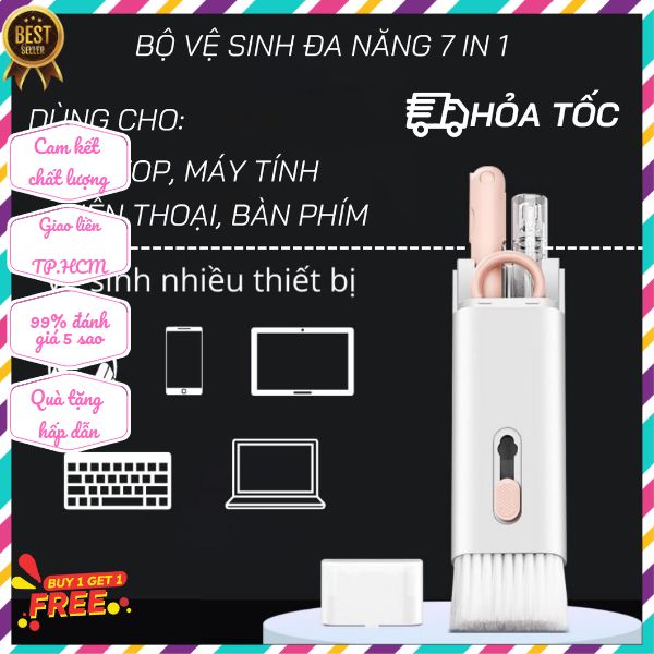 Bộ Vệ Sinh Đa Năng 7 in 1 Cao Cấp Vệ Sinh Tai Nghe, Bàn Phím, Điện Thoại, Laptop, Màn Hình - Nhựa Abs Cao Cấp