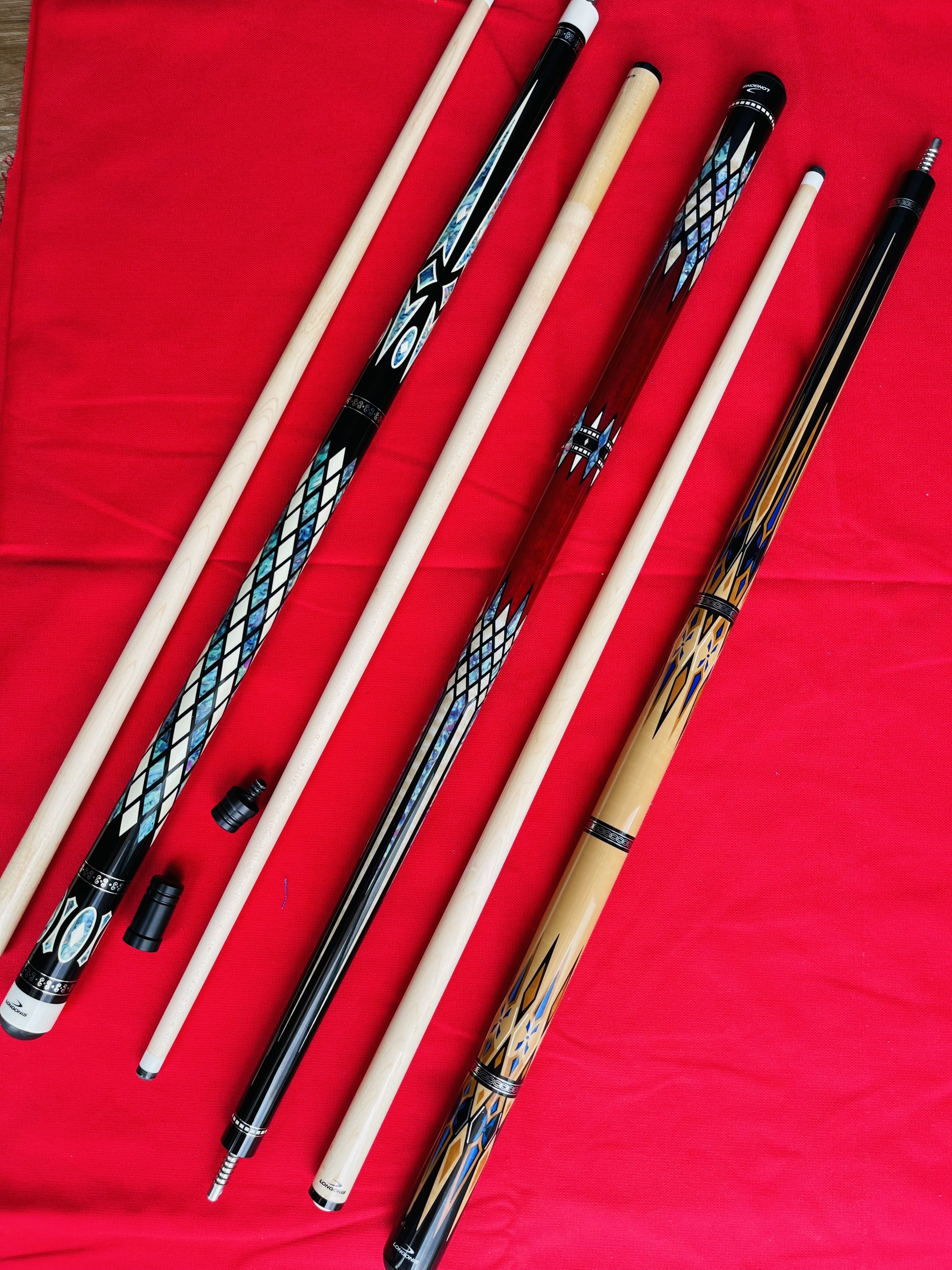 Combo cơ bida ba băng tầm trung Longonis flower restock 1539k