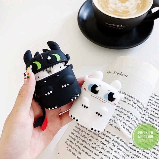 ??Tặng kèm móc treo - Case airpod Light Fury Night Fury ??Vỏ bao ốp Airpods silicon đựng tai nghe không dây 1 và 2