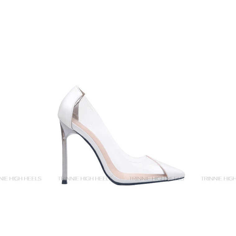 Giày cao gót 11cm Trinnie Pump satin phối trong gót Metallic gót nhọn gót đũa " Gót sắt" PGS-STPT11TA