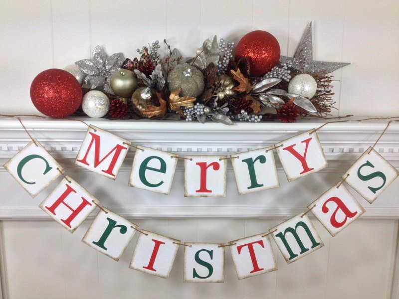 Bộ Dây Cờ Noel Trang Trí Tiệc Nhiều Mẫu - Merry Christmas Bunting DCXM10