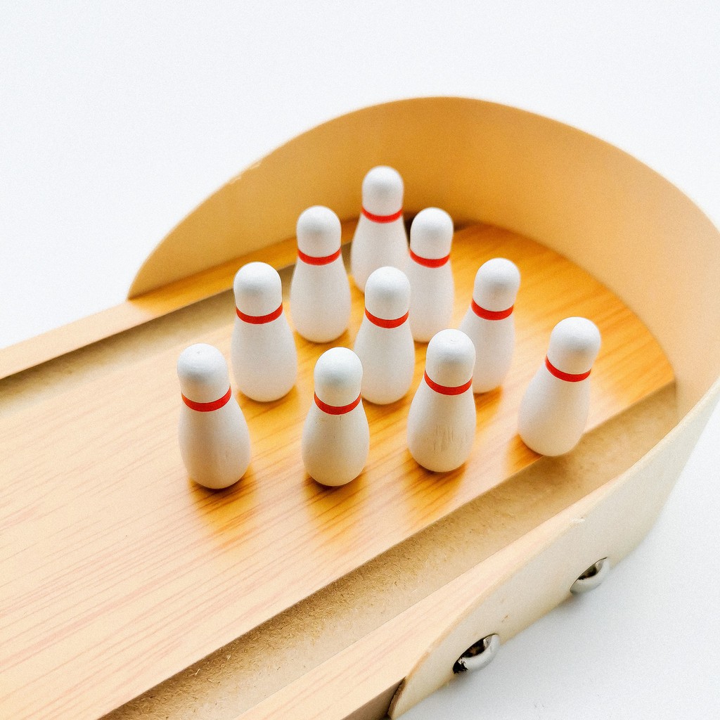 Bộ đồ chơi bo ing kệ bowling gỗ mini cho bé SJV