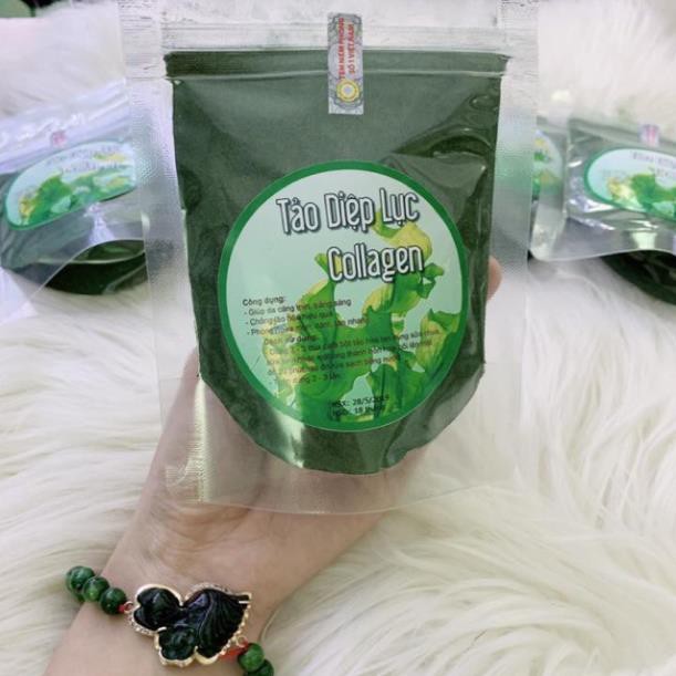 Tảo Diệp Lục Collagen 100gr ( Bột tảo xoắn đắp mặt HandMade).