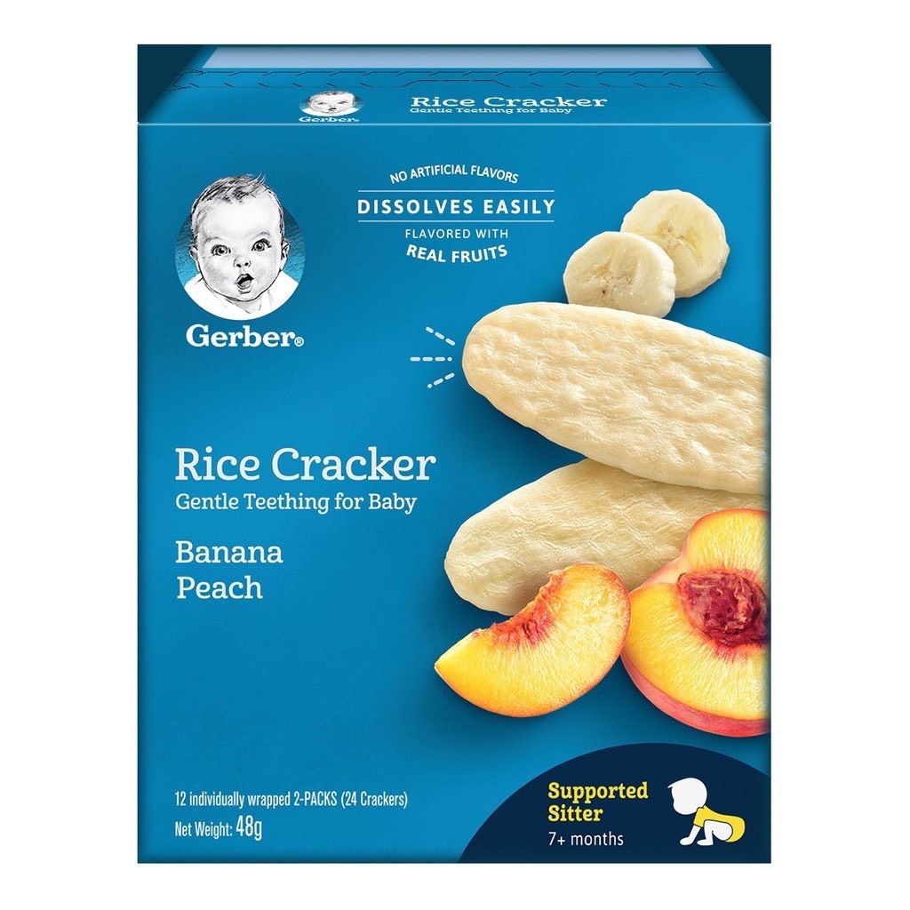 GERBER Rice Bánh gạo ăn dặm dành cho bé từ 7 tháng 48g