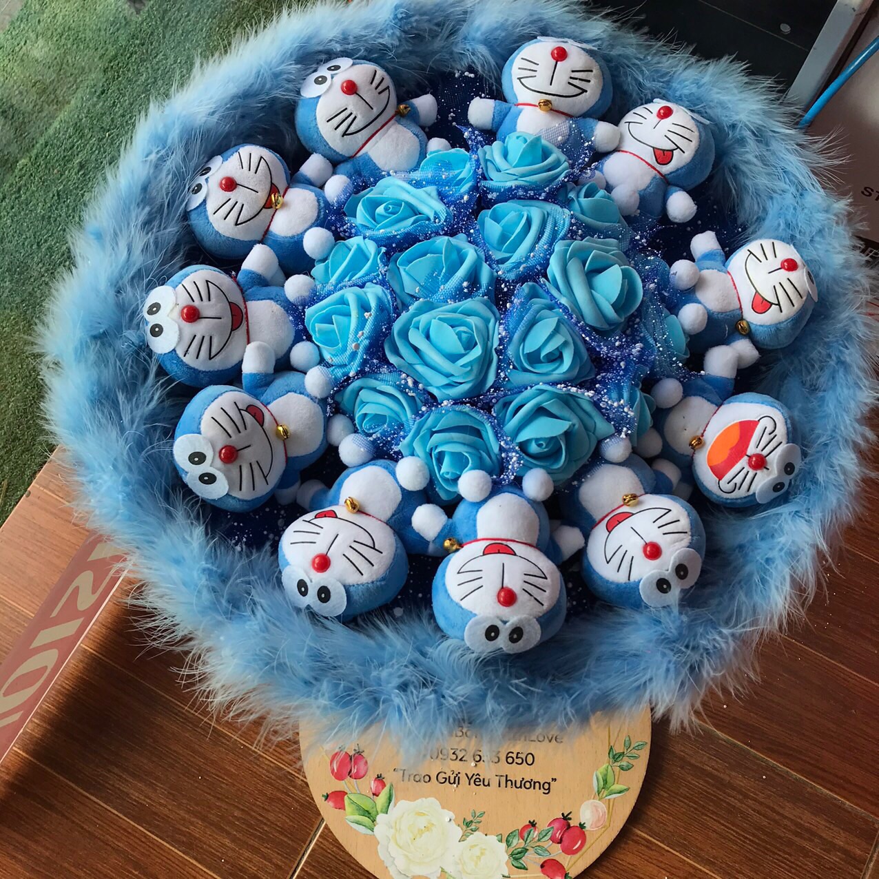 Bouquet teddy bear đôreamon rose gift