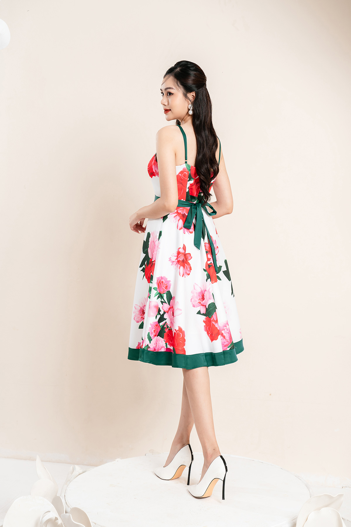 Đầm Dạ Hội Lamer Nơ Eo Phối S63L22Q036