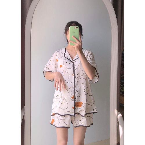 Bộ Đồ Pijama Lụa Pijama Lụa Áo Cộc - Quần Đùi HÀNG ĐẸP CHUẨN] [ẢNH THẬT +VIDEO]