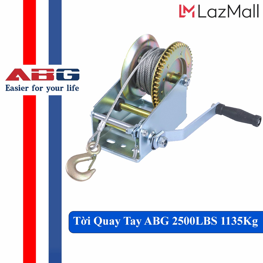 Tời Quay Tay ABG 2500LBS 1135Kg - Máy Tời Xây Dựng Xoay Cầm Tay Chuyên Dùng Để Nâng Hạ Hàng Hóa , Máy Móc - Loại 2 Chiều - Hàng Chính Hãng