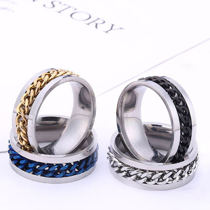 [HCM]Nhẫn nam khui bia nam nữ dây xích xoay phong cách hàn quốc