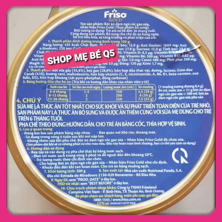 BỘT ĂN DẶM GẠO SỮA FRISO 300 GRAM