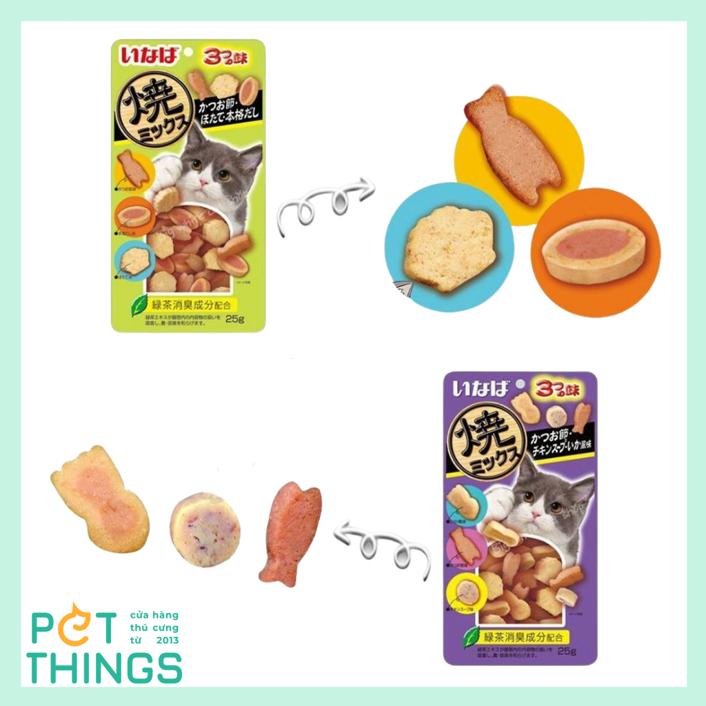 Bánh thưởng viên mềm cho mèo Inaba Soft Bits 25g
