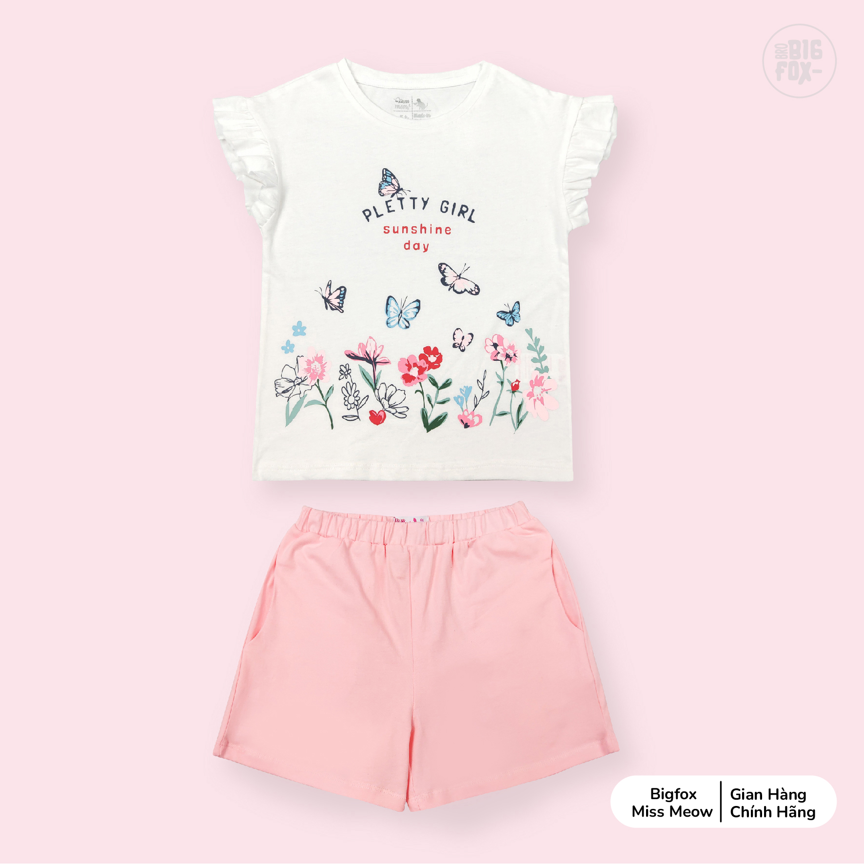 Bộ quần áo bé gái BIGFOX - MISS MEOW size đại mặc mùa hè vải cotton mềm mịn in pletty girl cỡ trẻ em 3,4,5,6,7,8,9,10,11 tuổi 11-40kg