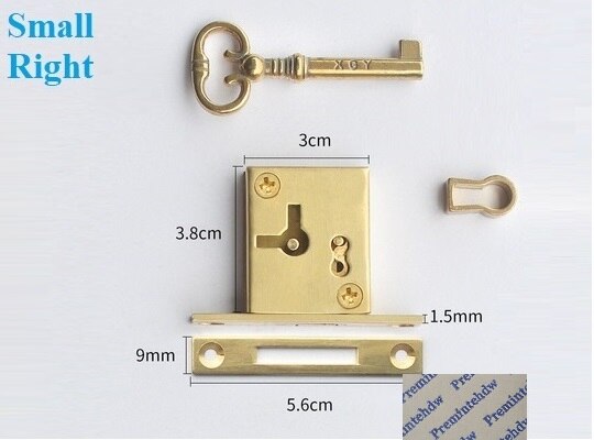 Classic Antique Brass Cabinet Drawer Case Box Lock With Scepter Key