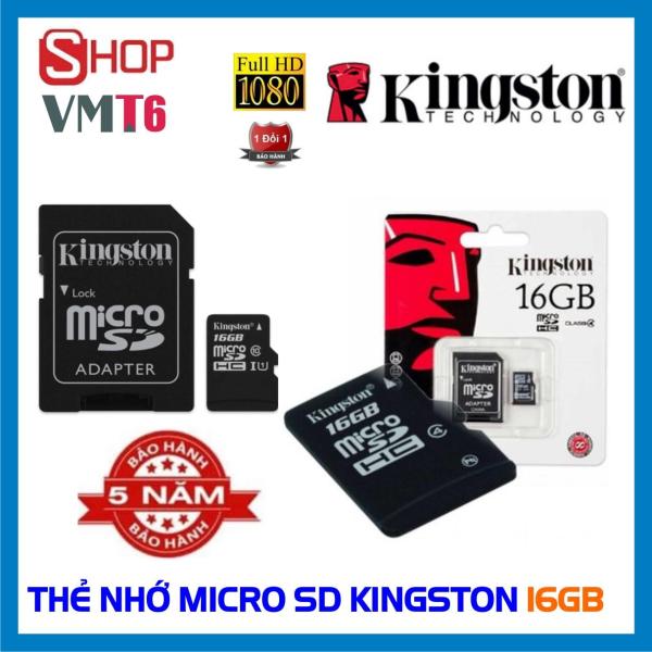 Thẻ nhớ 16GB Kingston MicroSD Class 10 (Kèm Adapter) - Bảo hành 5 năm !