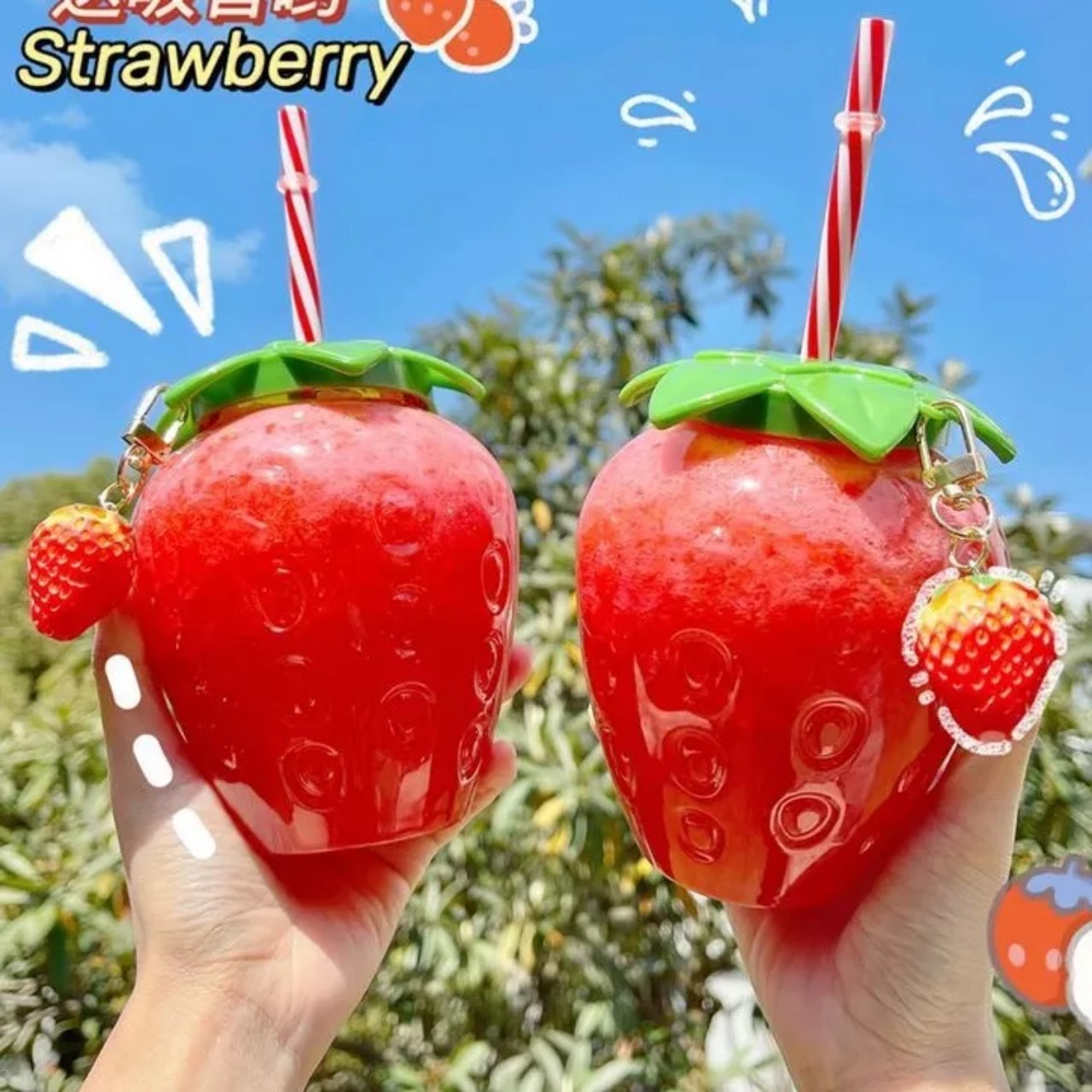 :)) Strawberry Water Bottle❤️Strawberry Shaped Water Bottle