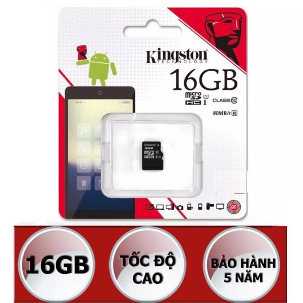 Thẻ nhớ microSDHC Kingston 16GB Class 10 U1 80Mb/s (Đen)