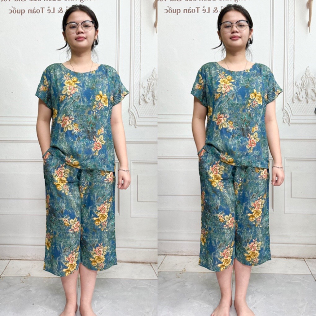 Bộ lanh mặc nhà tniên - bộ đồ lanh lửng ống sớ cho người lớn tuổi