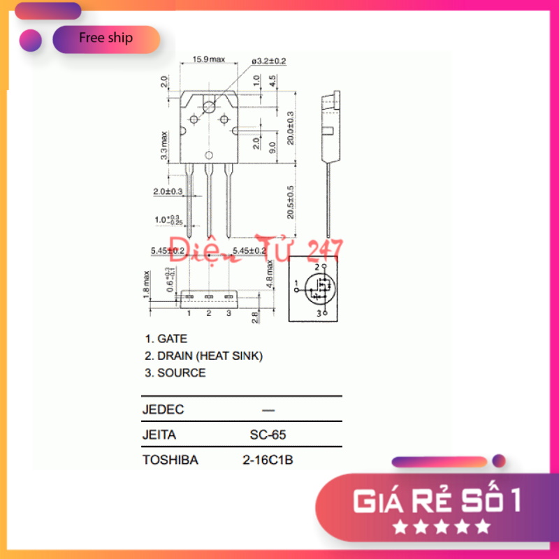 MOSFET K2611 N-CH 9A 900V Kênh N