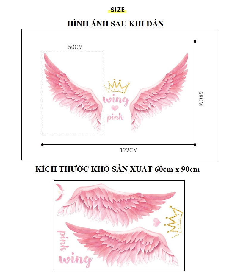 Decal dán tường Đôi cánh thiên thần