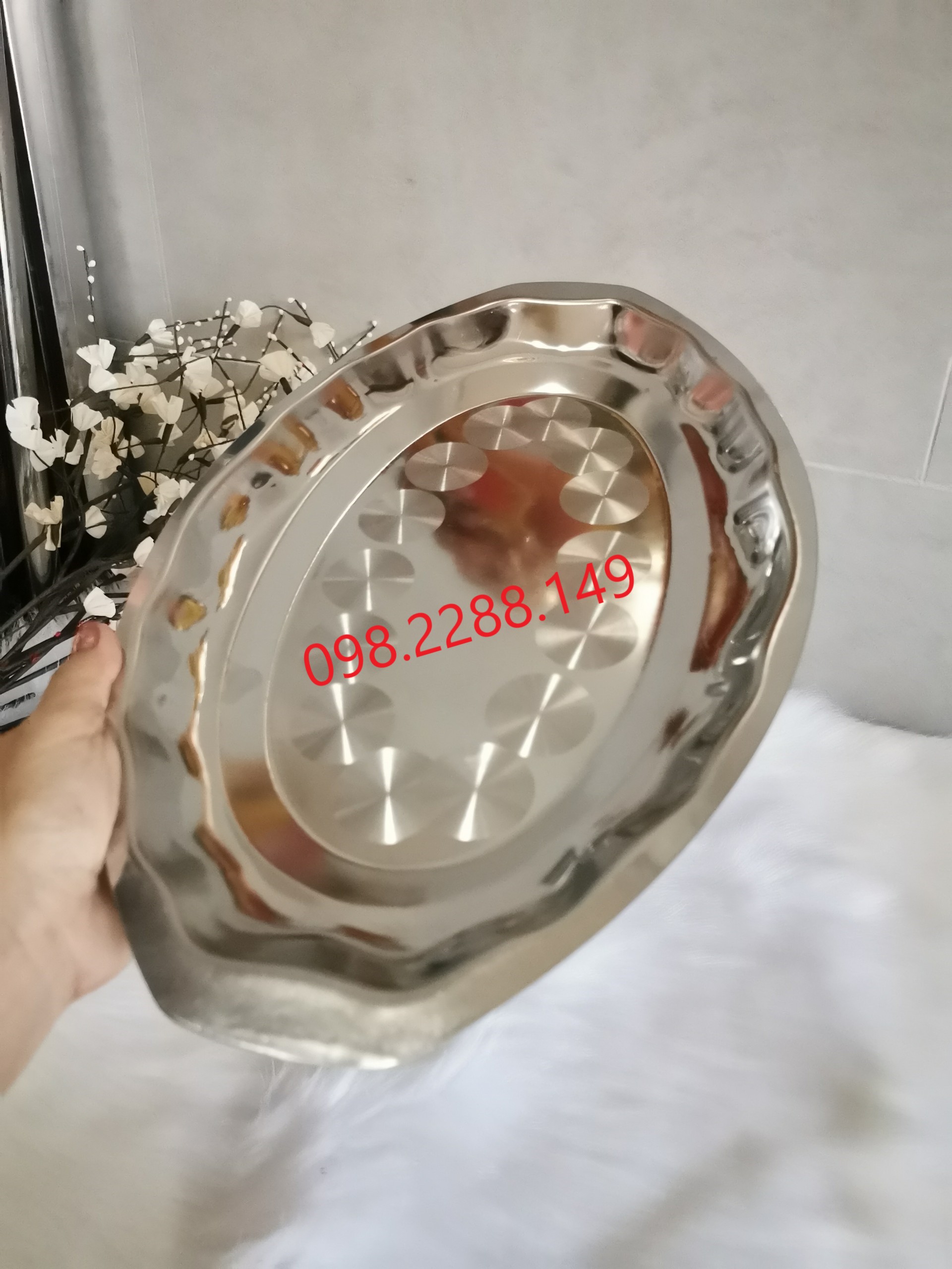 Dĩa Hấp Cá Inox đẹp mắt đủ size (Ảnh shop tự chụp)