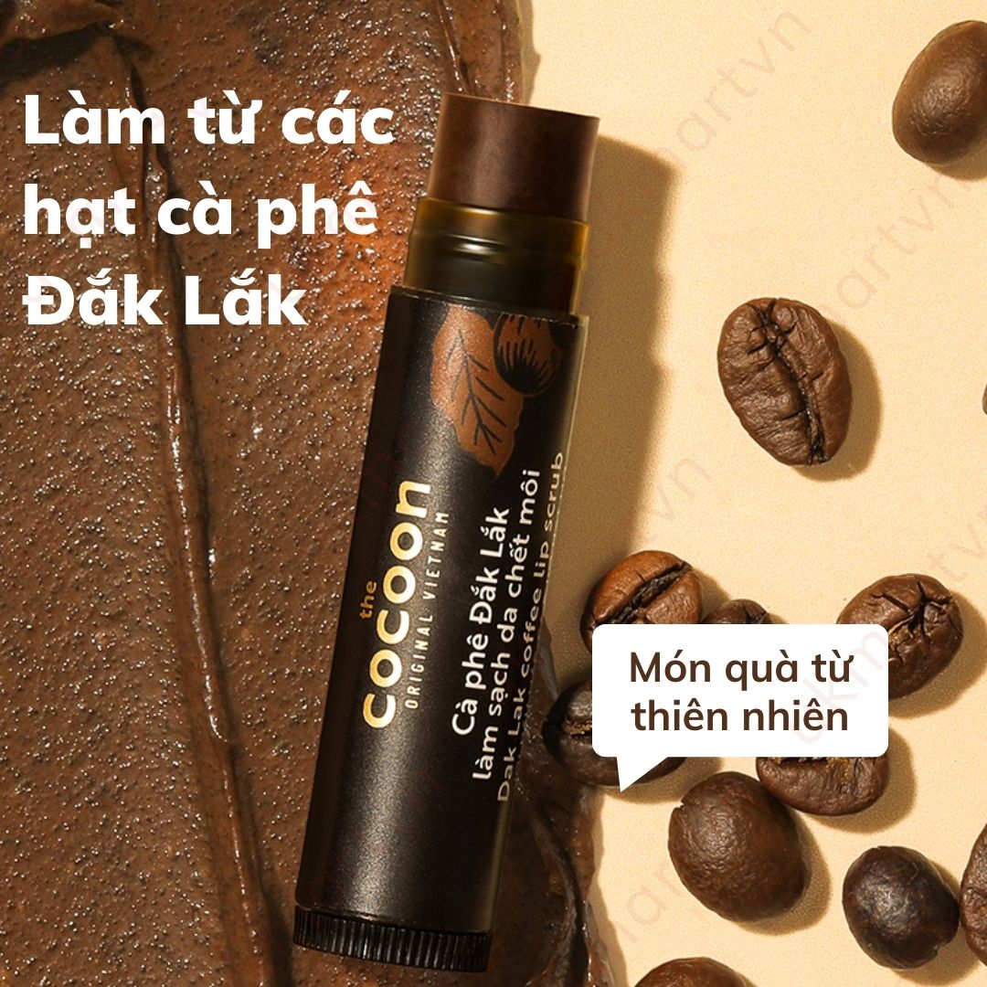 Tẩy da chết môi cà phê Đắk Lắk Cocoon môi ẩm mềm 5g