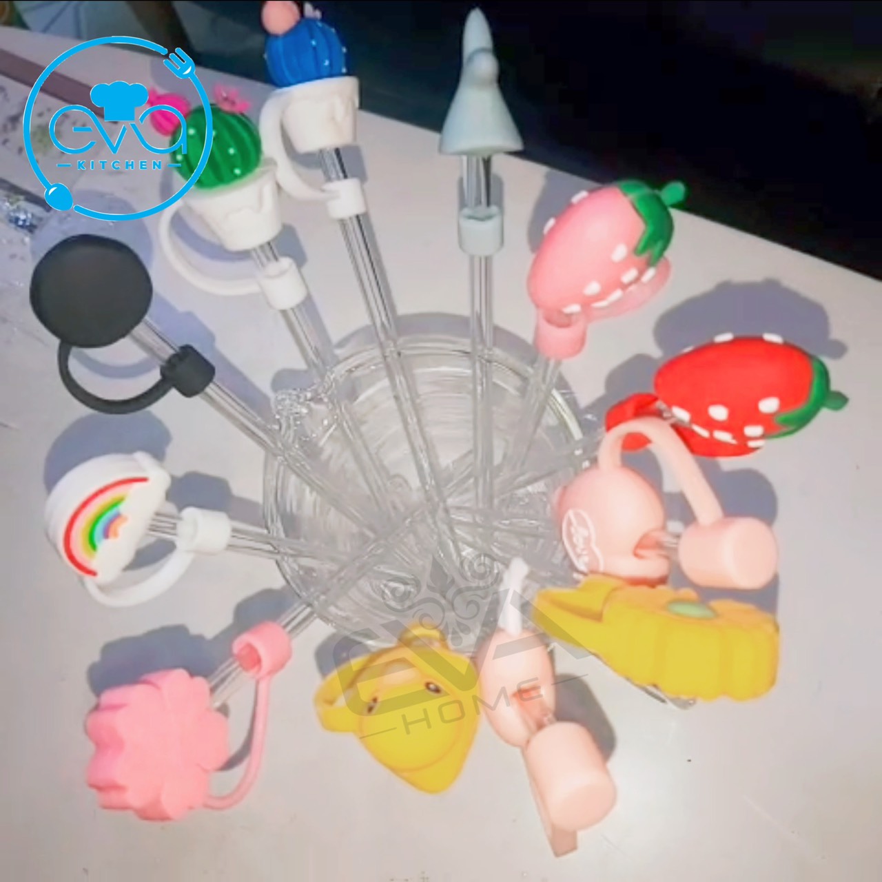 Nút Đậy / Nắp Đậy Ống Hút Silicone 3D Chống Bụi Hoạ Tiết Hoạt Hình Dễ Thương SP3452