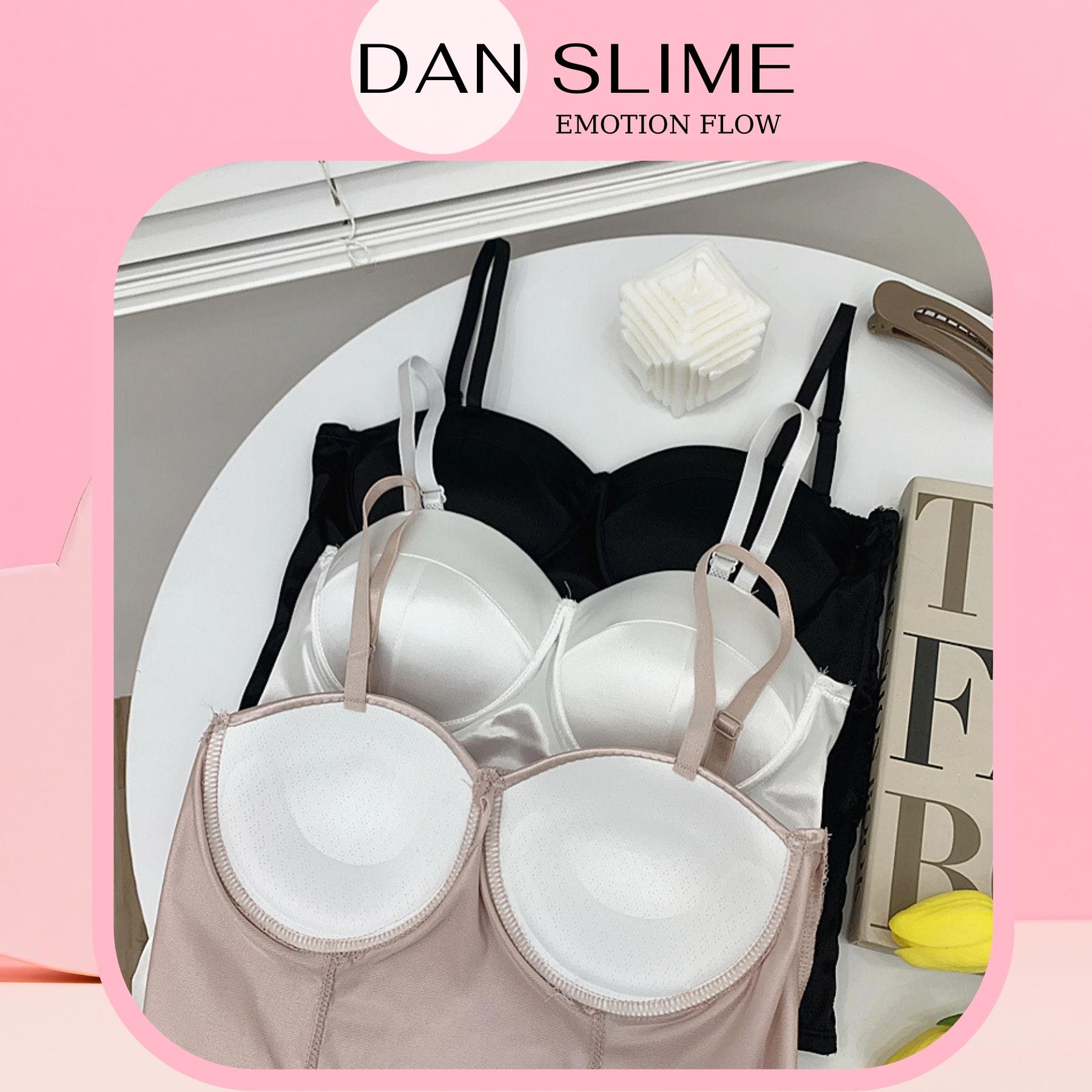 Áo bra Satin phi bóng 2 dây phi lụa dây mảnh sexy mút đệm mỏng thun phần lưng mặc cao cấp DANSlime