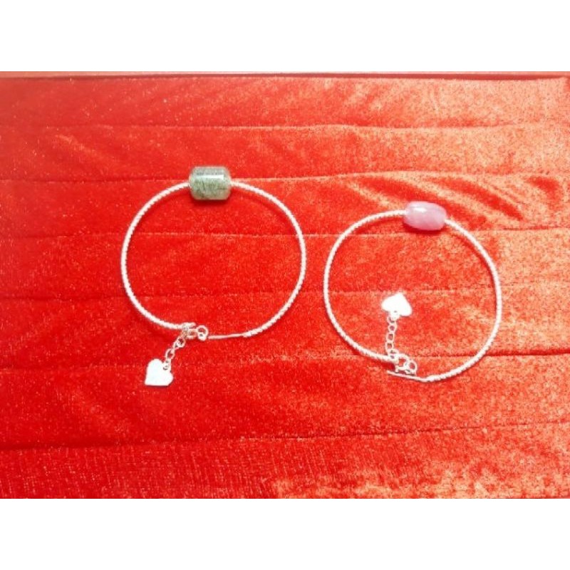 Vòng tay bạc ta  xỏ đá lu thống phong thủy (không đá)