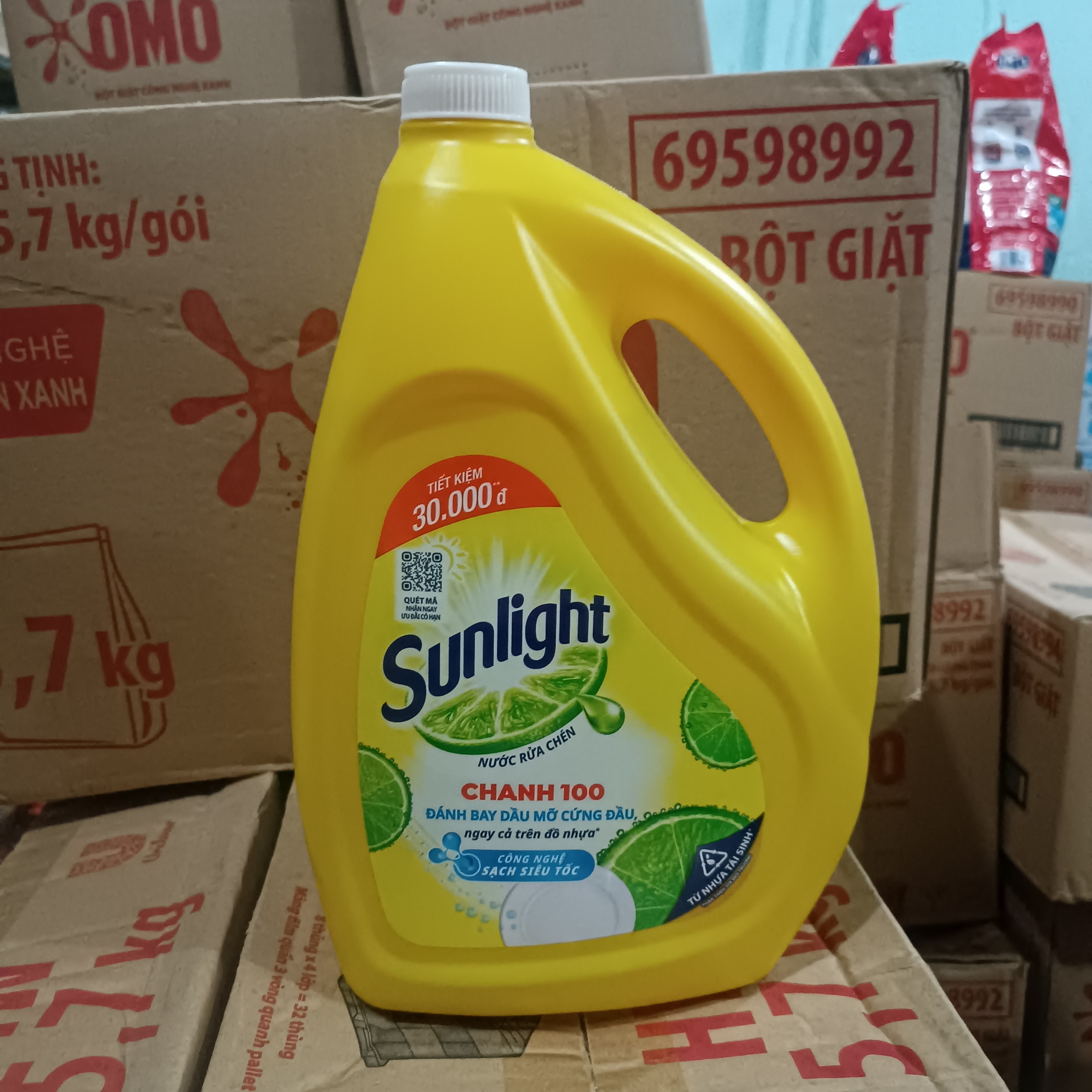Nước Rửa Chén Sunlight Chanh 100 Can 3,4 lít và Chai 750ml