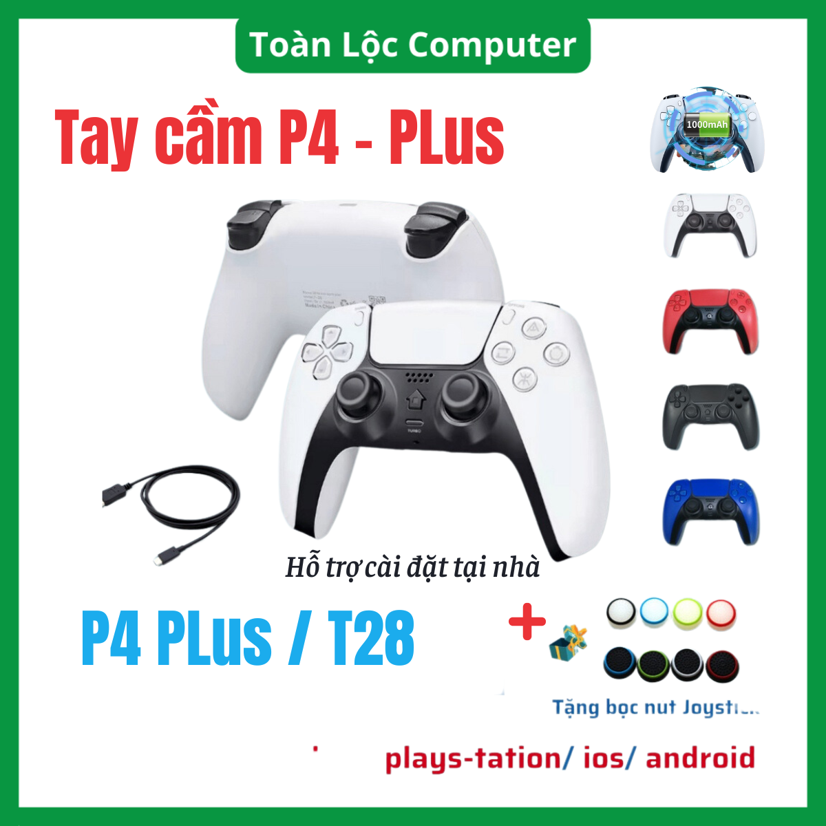 Tay cầm chơi game T28 P4 plus không dây Bluetooth full skills game Fifa