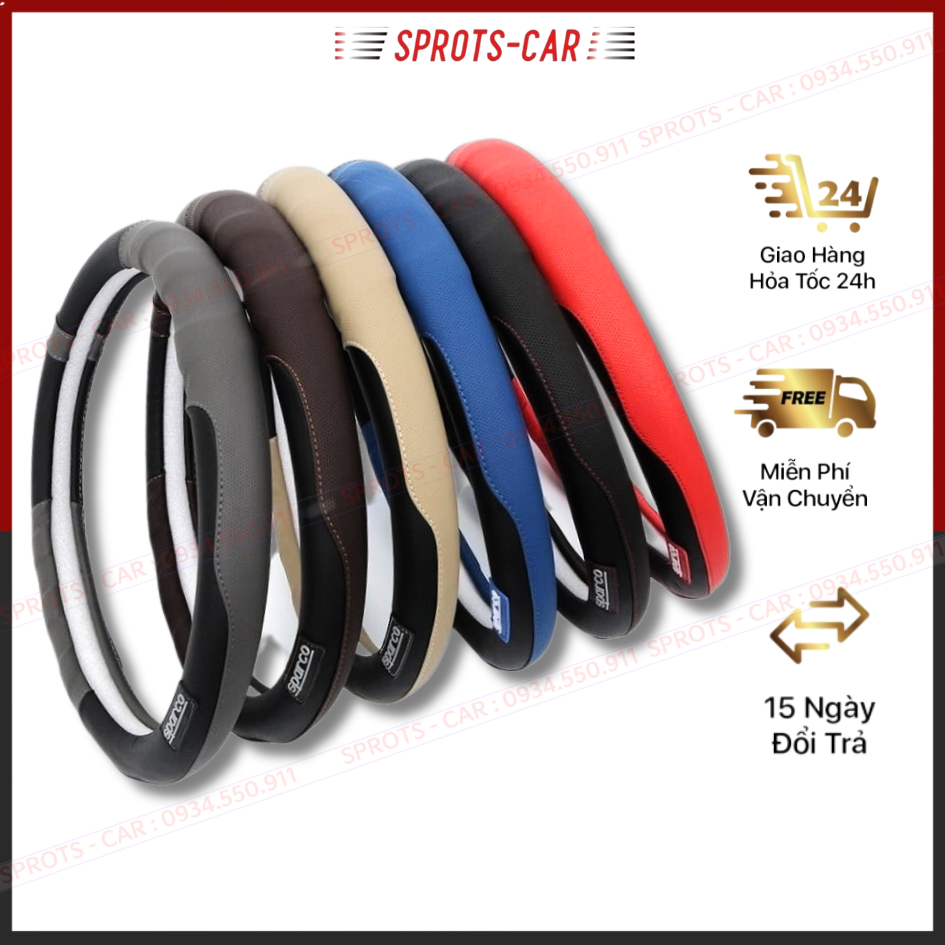 Bọc vô lăng ô tô Sparco - bọc vô lăng xe 4 - 16 chỗ cao cấp